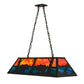 Meyda Lighting Bear at Lake 48" 6-Light Timeless Bronze Island Pendant Light With Orange & Blue Green Shade Glass
