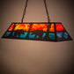 Meyda Lighting Bear at Lake 48" 6-Light Timeless Bronze Island Pendant Light With Orange & Blue Green Shade Glass