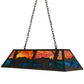 Meyda Lighting Bear at Lake 48" 6-Light Timeless Bronze Island Pendant Light With Orange & Blue Green Shade Glass