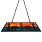 Meyda Lighting Bear at Lake 48" 6-Light Timeless Bronze Island Pendant Light With Orange & Blue Green Shade Glass
