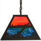 Meyda Lighting Bear at Lake 48" 6-Light Timeless Bronze Island Pendant Light With Orange & Blue Green Shade Glass