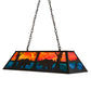 Meyda Lighting Bear at Lake 48" 6-Light Timeless Bronze Island Pendant Light With Orange & Blue Green Shade Glass