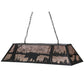 Meyda Lighting Bear at Lake 48" 9-Light Textured Black Island Pendant Light With Silver Mica Shade Glass
