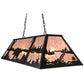 Meyda Lighting Bear at Lake 48" 9-Light Textured Black Island Pendant Light With Silver Mica Shade Glass