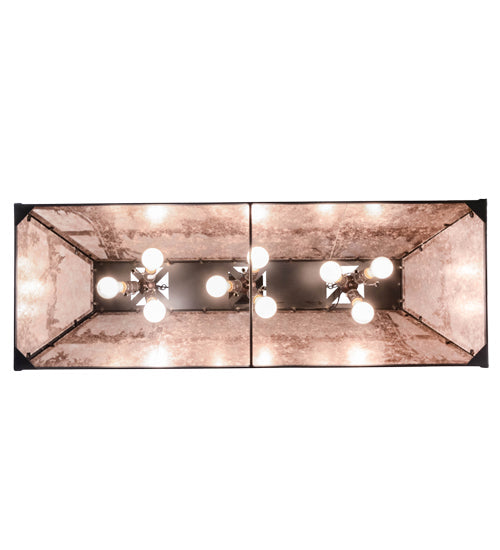 Meyda Lighting Bear at Lake 48" 9-Light Textured Black Island Pendant Light With Silver Mica Shade Glass