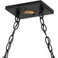 Meyda Lighting Bear at Lake 48" 9-Light Textured Black Island Pendant Light With Silver Mica Shade Glass