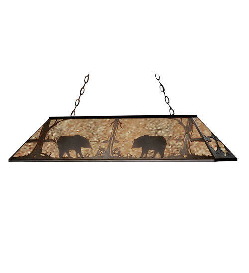 Meyda Lighting Bear at Lake 51512 60" 9-Light Antique Copper Island Pendant Light With Silver Mica Shade Glass