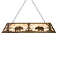 Meyda Lighting Bear at Lake 60" 9-Light Antique Copper Island Pendant Light With Silver Mica Shade Glass