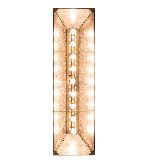Meyda Lighting Bear at Lake 60" 9-Light Antique Copper Island Pendant Light With Silver Mica Shade Glass