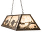 Meyda Lighting Bear at Lake 60" 9-Light Antique Copper Island Pendant Light With Silver Mica Shade Glass