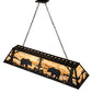 Meyda Lighting Bear at Lake 60" 9-Light Black Satin Wrought Iron Island Pendant Light With Travertine Idalight Shade