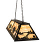 Meyda Lighting Bear at Lake 60" 9-Light Black Satin Wrought Iron Island Pendant Light With Travertine Idalight Shade