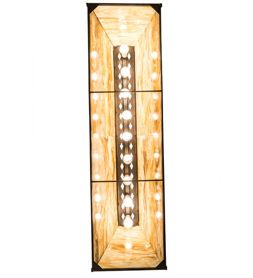 Meyda Lighting Bear at Lake 60" 9-Light Black Satin Wrought Iron Island Pendant Light With Travertine Idalight Shade