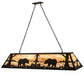 Meyda Lighting Bear at Lake 60" 9-Light Black Satin Wrought Iron Island Pendant Light With Travertine Idalight Shade