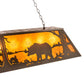 Meyda Lighting Bear at Lake 60" 9-Light Timeless Bronze Island Pendant Light With Amber Mica Shade Glass