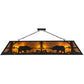 Meyda Lighting Bear at Lake 61" 9-Light Textured Black Island Pendant Light With Amber Mica Shade Glass