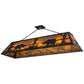 Meyda Lighting Bear at Lake 61" 9-Light Textured Black Island Pendant Light With Amber Mica Shade Glass