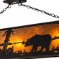 Meyda Lighting Bear at Lake 61" 9-Light Textured Black Island Pendant Light With Amber Mica Shade Glass