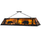 Meyda Lighting Bear at Lake 61" 9-Light Textured Black Island Pendant Light With Amber Mica Shade Glass