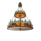 Meyda Lighting Bear in the Woods 72" 12-Light 2-Tier Timeless Bronze & Green Trees Inverted Pendant Light With Amber Mica Shade Glass