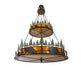 Meyda Lighting Bear in the Woods 72" 12-Light 2-Tier Timeless Bronze & Green Trees Inverted Pendant Light With Amber Mica Shade Glass