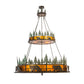 Meyda Lighting Bear in the Woods 72" 12-Light 2-Tier Timeless Bronze & Green Trees Inverted Pendant Light With Amber Mica Shade Glass