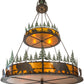 Meyda Lighting Bear in the Woods 72" 12-Light 2-Tier Timeless Bronze & Green Trees Inverted Pendant Light With Amber Mica Shade Glass