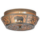 Meyda Lighting Bear on the Loose 13" 2-Light Industrial Steel Flush Mount Light With Silver Mica Shade Glass
