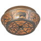 Meyda Lighting Bear on the Loose 13" 2-Light Industrial Steel Flush Mount Light With Silver Mica Shade Glass