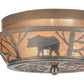 Meyda Lighting Bear on the Loose 13" 2-Light Industrial Steel Flush Mount Light With Silver Mica Shade Glass