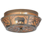 Meyda Lighting Bear on the Loose 13" 2-Light Industrial Steel Flush Mount Light With Silver Mica Shade Glass