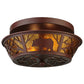 Meyda Lighting Bear on the Loose 14" 2-Light Rust Flush Mount Light With Amber Mica Shade Glass