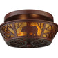 Meyda Lighting Bear on the Loose 14" 2-Light Rust Flush Mount Light With Amber Mica Shade Glass