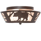 Meyda Lighting Bear on the Loose 16" 2-Light Cafe Noir Flush Mount Light With Silver Mica Shade Glass