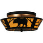 Meyda Lighting Bear on the Loose 16" 2-Light Textured Black Flush Mount Light With Beige Tawnyrock Idalight Shade Glass