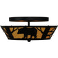 Meyda Lighting Bear on the Loose 16" 2-Light Textured Black Flush Mount Light With Beige Tawnyrock Idalight Shade Glass