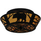Meyda Lighting Bear on the Loose 16" 2-Light Textured Black Flush Mount Light With Beige Tawnyrock Idalight Shade Glass