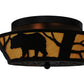 Meyda Lighting Bear on the Loose 16" 2-Light Textured Black Flush Mount Light With Beige Tawnyrock Idalight Shade Glass