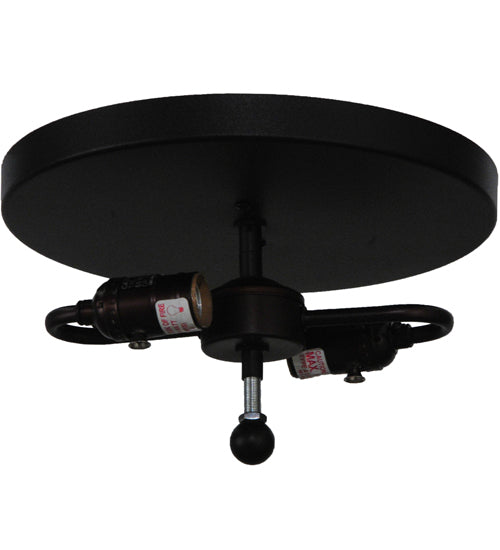 Meyda Lighting Bear on the Loose 16" 2-Light Textured Black Flush Mount Light With Beige Tawnyrock Idalight Shade Glass