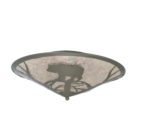 Meyda Lighting Bear on the Loose 22" 2-Light Timeless Bronze Flush Mount Light With Silver Mica Shade Glass