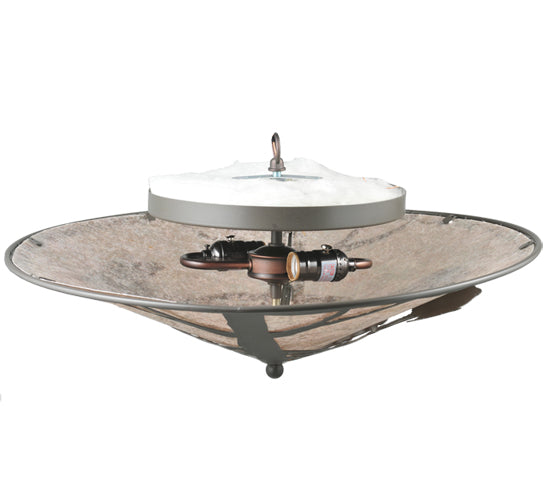 Meyda Lighting Bear on the Loose 22" 2-Light Timeless Bronze Flush Mount Light With Silver Mica Shade Glass