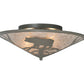 Meyda Lighting Bear on the Loose 22" 2-Light Timeless Bronze Flush Mount Light With Silver Mica Shade Glass