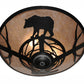 Meyda Lighting Bear on the Loose 22" 3-Light Textured Black Flush Mount Light With Silver Mica Shade Glass