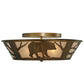 Meyda Lighting Bear on the Loose 22" 4-Light Antique Copper Flush Mount Light With Silver Mica Shade Glass