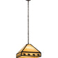 Meyda Lighting Bear on the Loose 23" 3-Light Craftsman Brown Pendant Light With Beige Iridescent Art Shade Glass
