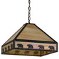 Meyda Lighting Bear on the Loose 23" 3-Light Craftsman Brown Pendant Light With Beige Iridescent Art Shade Glass
