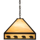 Meyda Lighting Bear on the Loose 23" 3-Light Craftsman Brown Pendant Light With Beige Iridescent Art Shade Glass