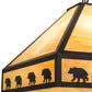 Meyda Lighting Bear on the Loose 23" 3-Light Craftsman Brown Pendant Light With Beige Iridescent Art Shade Glass