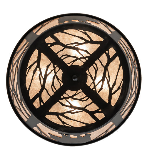 Meyda Lighting Bear on the Loose 23" 4-Light Textured Black Flush Mount Light With Silver Mica Shade Glass
