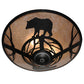 Meyda Lighting Bear on the Loose 243087 22" 3-Light Textured Black Flush Mount Light With Silver Mica Shade Glass